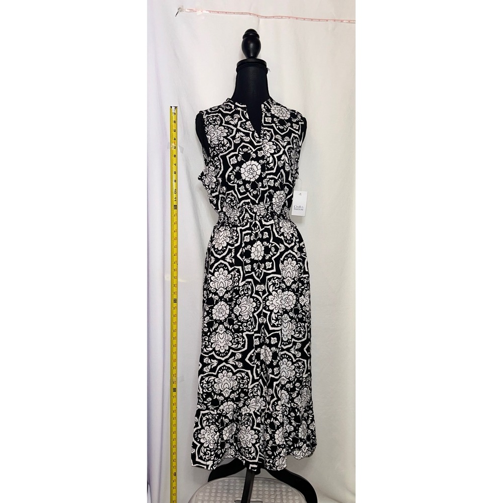 Croft & Barrow Black White Floral Print Sleeveless Maxi Dress Women's‎ Size S